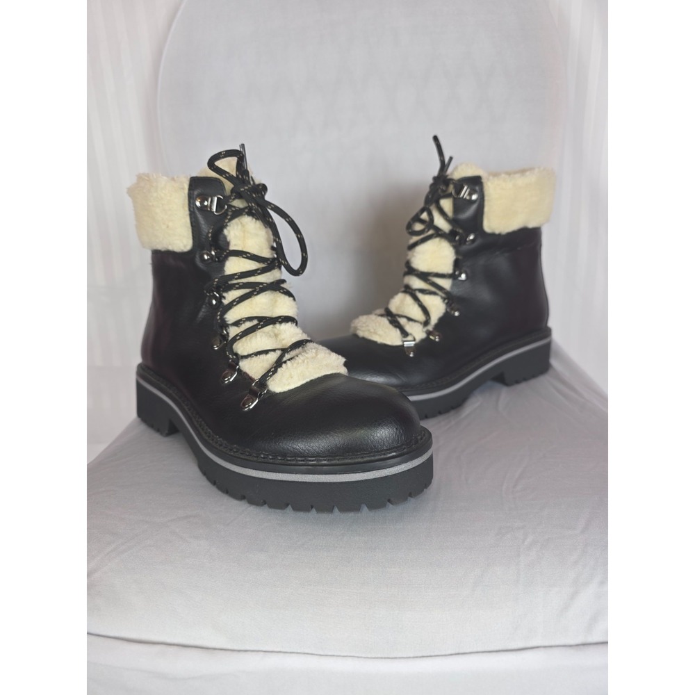 Tommy Hilfiger Women's 8.5M Black Faux Fur Sherpa Lace Up TWRON2-T Boots